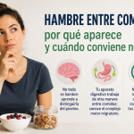 Infografía sobre el hambre entre comidas y cómo distinguirla del picoteo