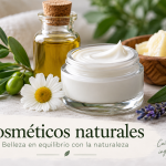 Cosméticos naturales con aceites vegetales, mantecas y crema de cuidado de la piel