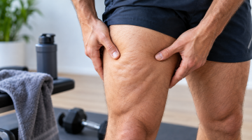Hombre mostrando celulitis en la zona abdominal