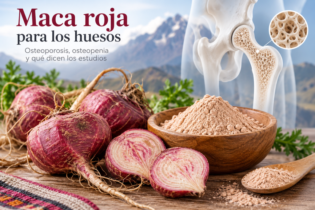 Maca roja para los huesos: osteoporosis, osteopenia y qué dicen los estudios