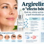 Mujer junto a un sérum con Argireline y una representación de Acetyl Hexapeptide-8 comparado con el bótox