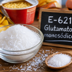 Glutamato monosódico E-621 junto a alimentos procesados