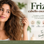 Mujer con frizz o cabello encrespado y consejos para suavizar y cuidar el pelo