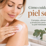 Mujer aplicando crema hidratante sobre piel seca en el hombro
