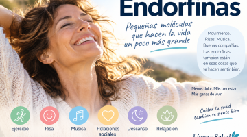 Endorfinas y bienestar relacionados con ejercicio, risa y música