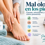 Pies limpios junto a calzado deportivo con consejos para prevenir el mal olor