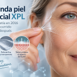 Segunda piel artificial XPL aplicada sobre el rostro para tensar temporalmente la piel y mejorar el aspecto de arrugas y bolsas