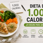 Plato saludable representando una dieta de 1.000 calorías para adelgazar