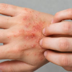 Lesiones y picor en la mano compatibles con sarna humana o escabiosis