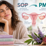 Síndrome de ovario poliquístico y nuevo nombre PMOS con esquema de ovarios y folículos