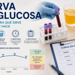 Infografía sobre la curva de glucosa y cómo se realiza la prueba