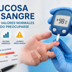 Medición de glucosa en sangre con glucómetro y valores normales