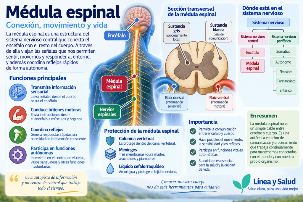 Médula espinal: qué es, funciones y cómo conecta cerebro y cuerpo