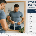Hombre adulto mirándose al espejo y comprobando su cintura para valorar su peso ideal según su altura