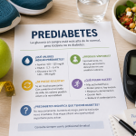 Infografía sobre la prediabetes, sus valores de glucosa y cómo evitar que avance Título: