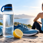 Hidratación en el deporte con botella de agua después del ejercicio